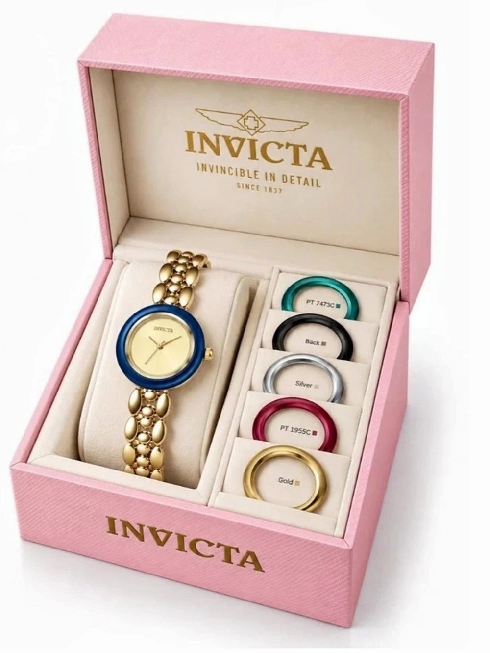Invicta Interchangeable Bezel Angel Women's Watch - 33mm, Gold (70077)
